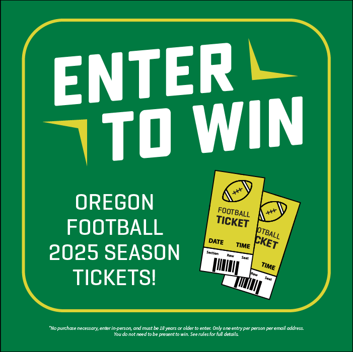 Enter to win Oregon Football 2025 Season Tickets - Bish's On-Site RV Show - Jan. 15-25, 2025 - Bish's RV of Junction City